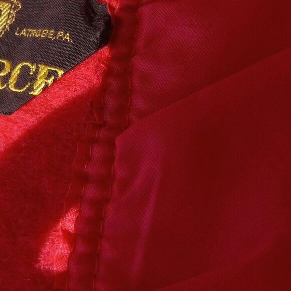 Vintage Pearce Red Double Silky Binding Edge Wool Blanket Cottagecore Country - Picture 4 of 13